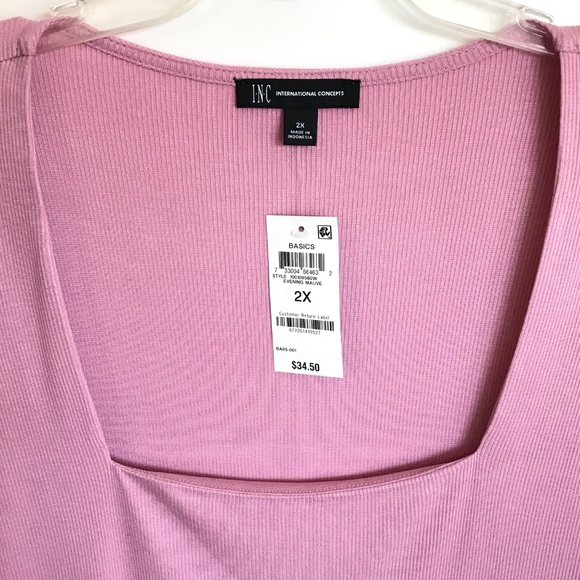 INC INTERNATIONAL CONCEPTS Ribbed Short Sleeve Square Neck Top Plus Size 2X NWT - Picture 2 of 16